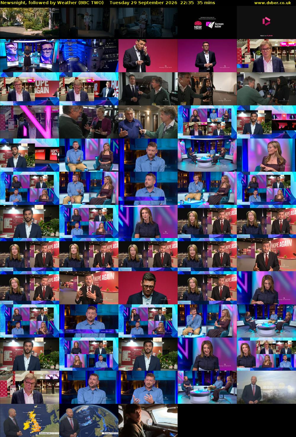 Newsnight, followed by Weather (BBC TWO) Tuesday 29 September 2026 22:35 - 23:10