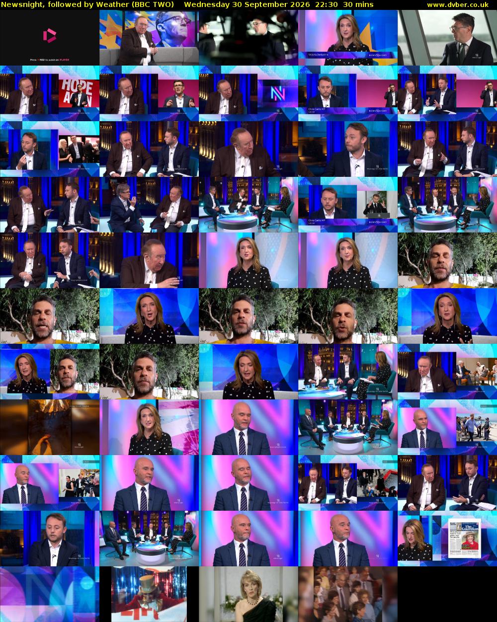 Newsnight, followed by Weather (BBC TWO) Wednesday 30 September 2026 22:30 - 23:00