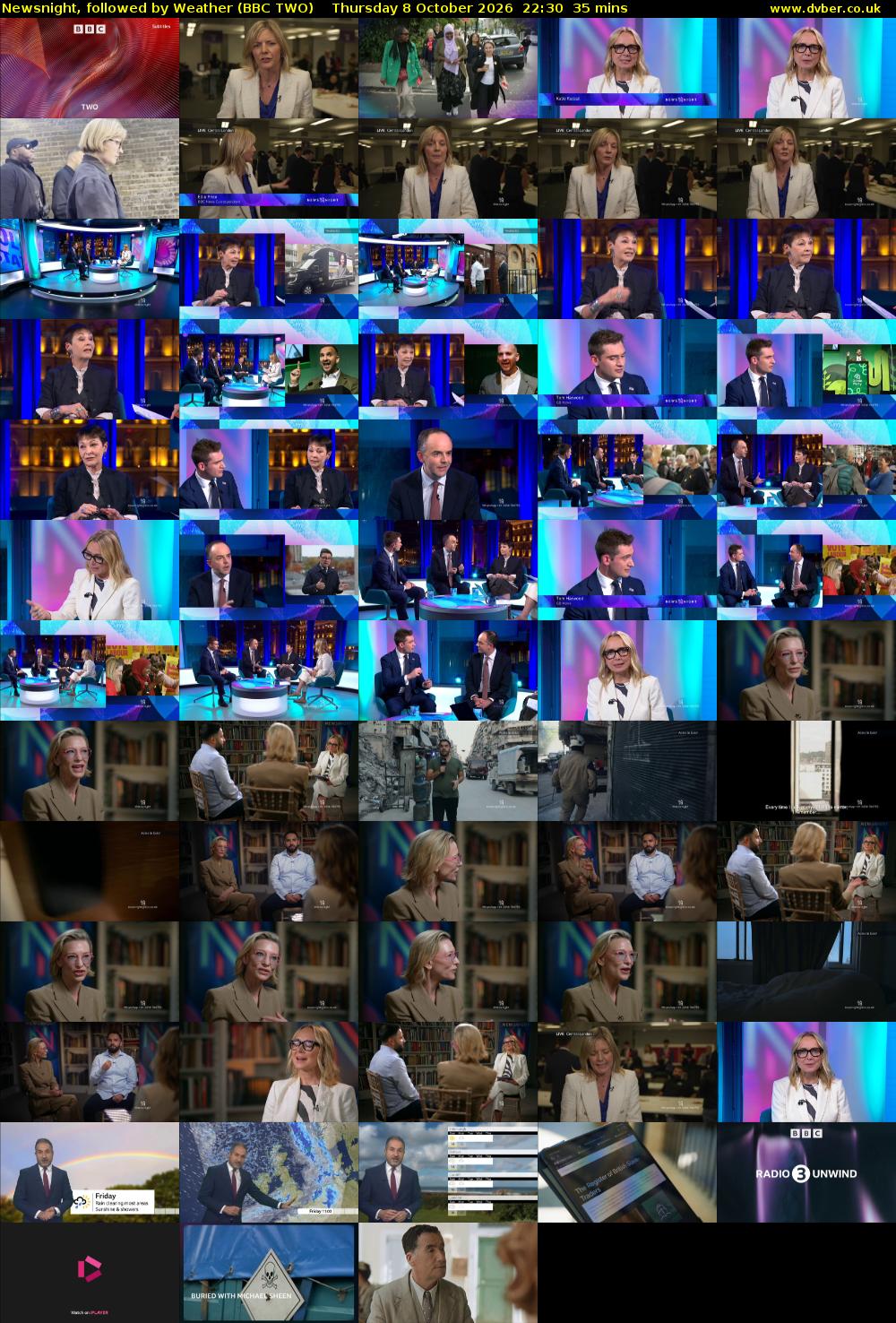 Newsnight, followed by Weather (BBC TWO) Thursday 8 October 2026 22:30 - 23:05