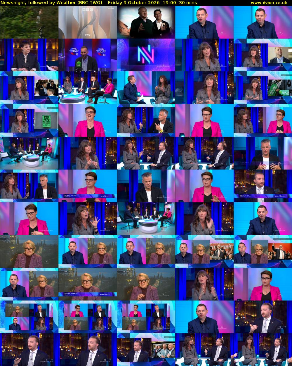 Newsnight, followed by Weather (BBC TWO) Friday 9 October 2026 19:00 - 19:30