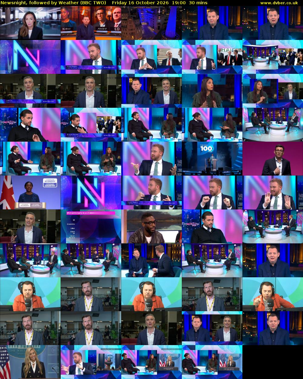 Newsnight, followed by Weather (BBC TWO) Friday 16 October 2026 19:00 - 19:30