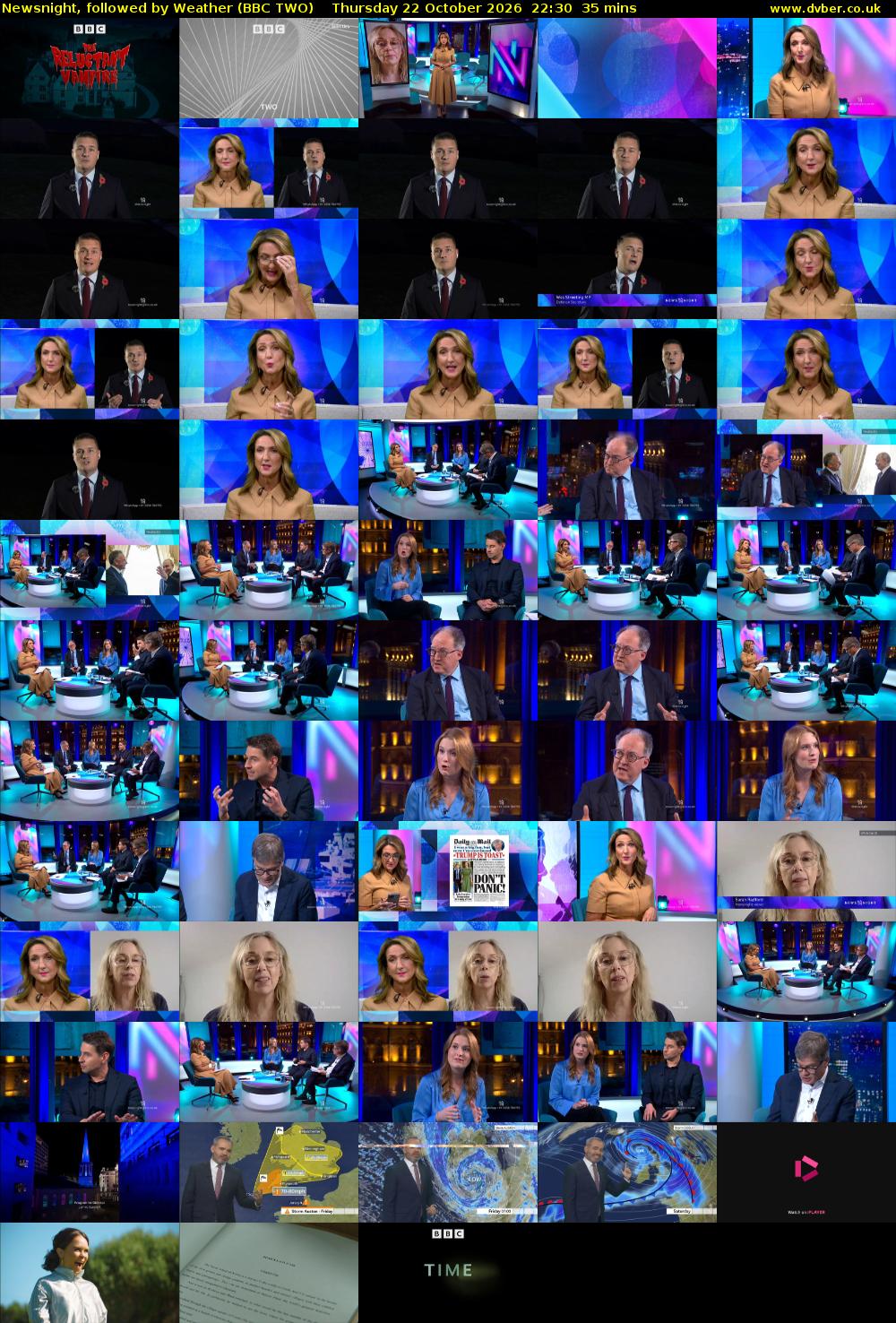 Newsnight, followed by Weather (BBC TWO) Thursday 22 October 2026 22:30 - 23:05