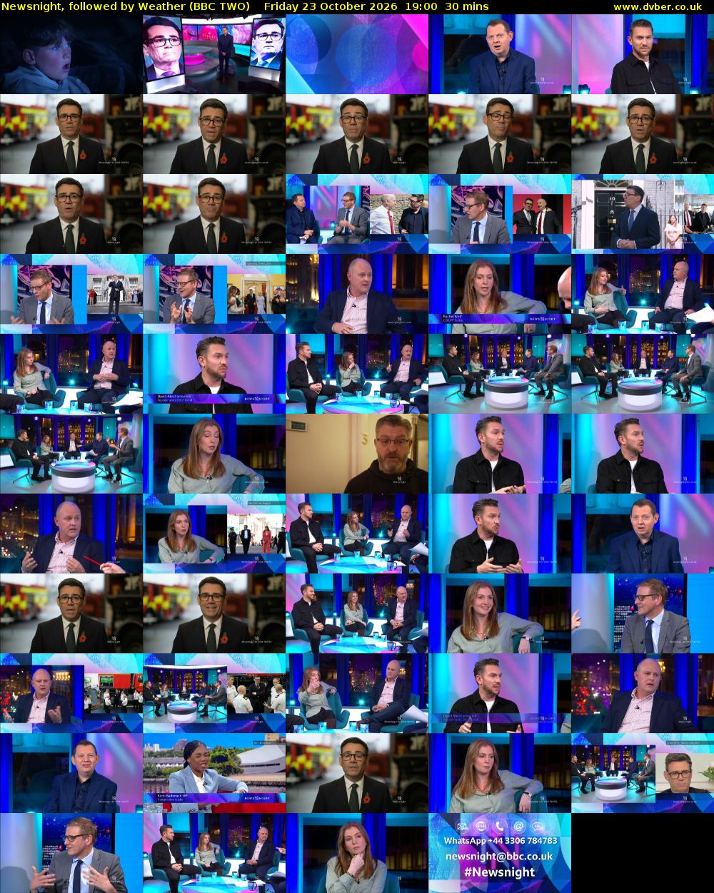 Newsnight, followed by Weather (BBC TWO) Friday 23 October 2026 19:00 - 19:30