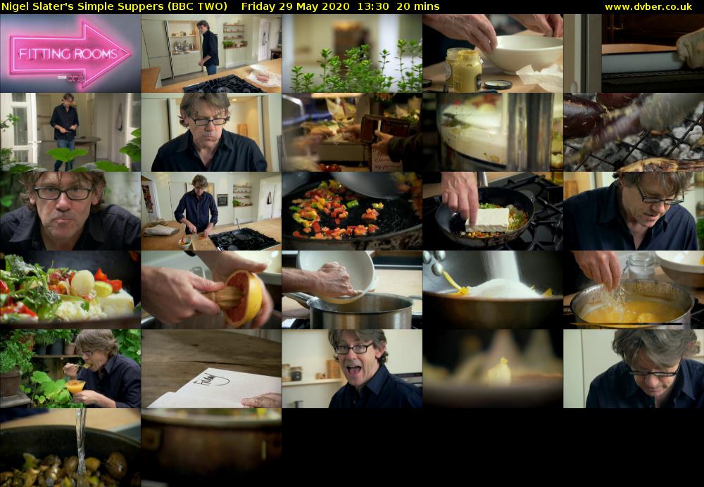 Nigel Slater's Simple Suppers (BBC TWO) Friday 29 May 2020 13:30 - 13:50