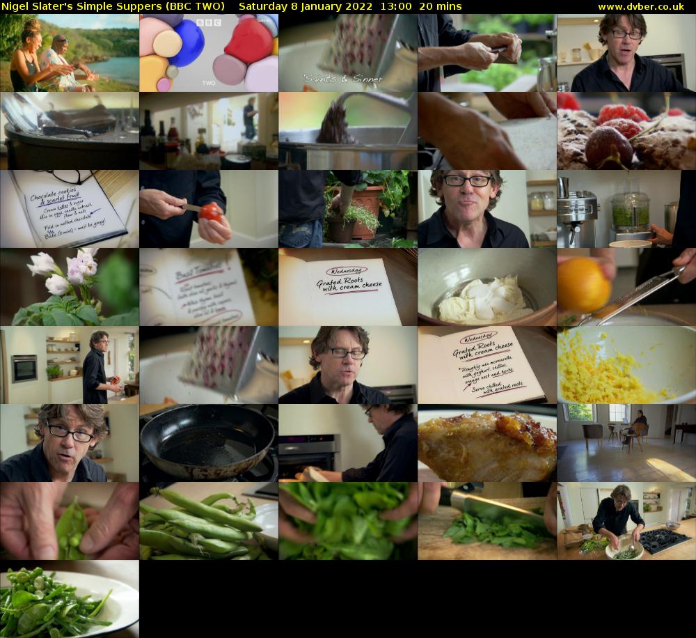 Nigel Slater's Simple Suppers (BBC TWO) Saturday 8 January 2022 13:00 - 13:20