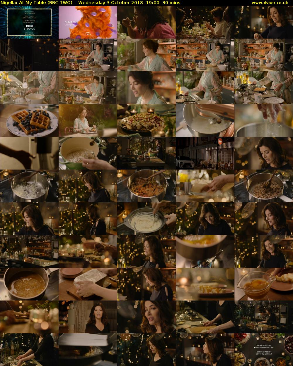 Nigella: At My Table (BBC TWO) Wednesday 3 October 2018 19:00 - 19:30