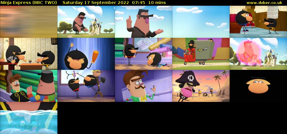 Ninja Express (BBC TWO) Saturday 17 September 2022 07:45 - 07:55