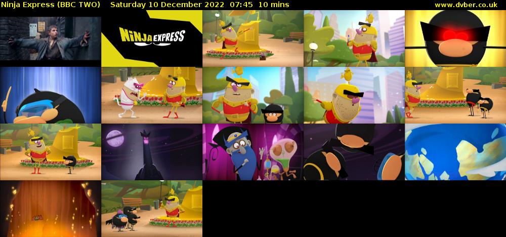 Ninja Express (BBC TWO) Saturday 10 December 2022 07:45 - 07:55