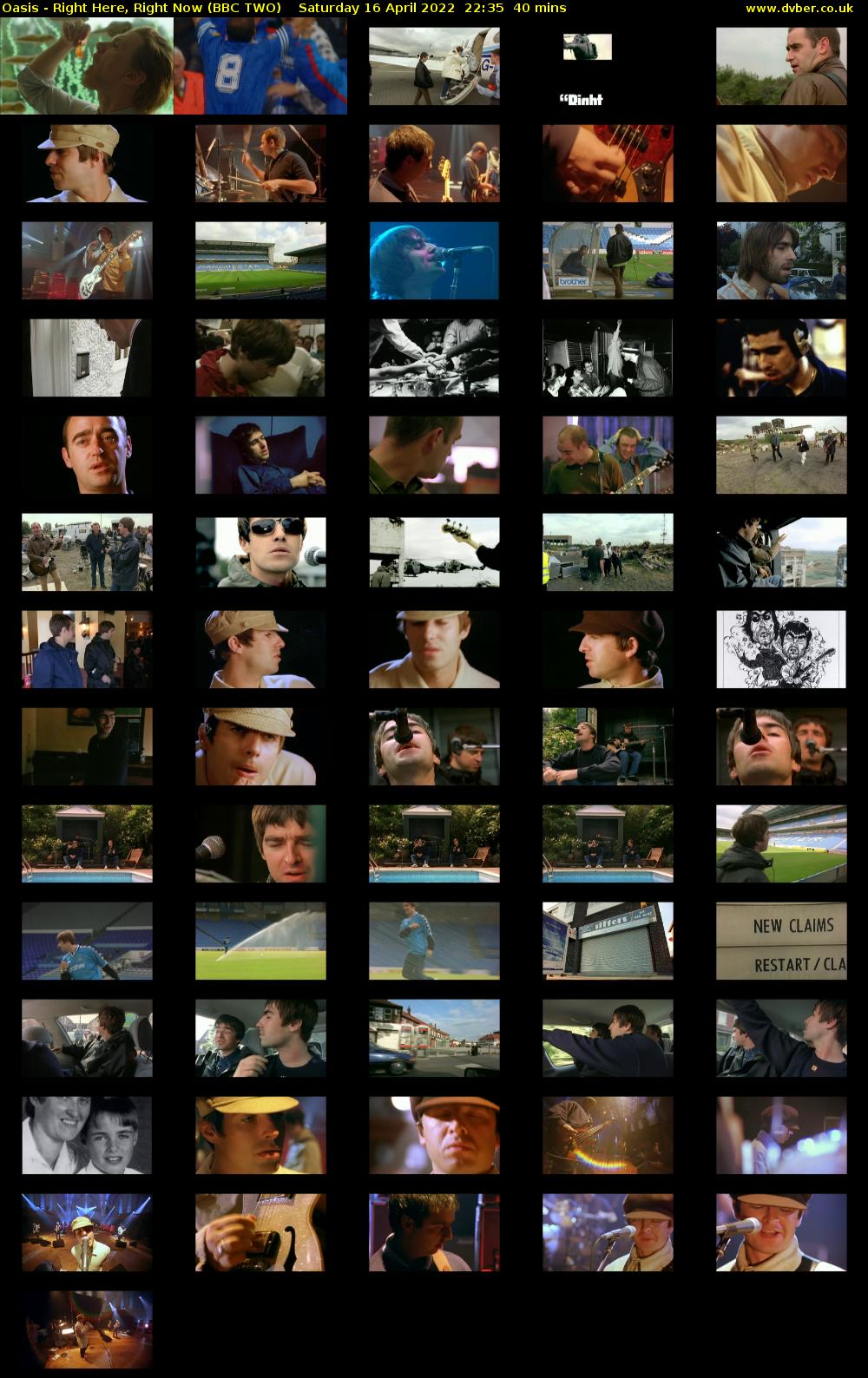 Oasis - Right Here, Right Now (BBC TWO) Saturday 16 April 2022 22:35 - 23:15