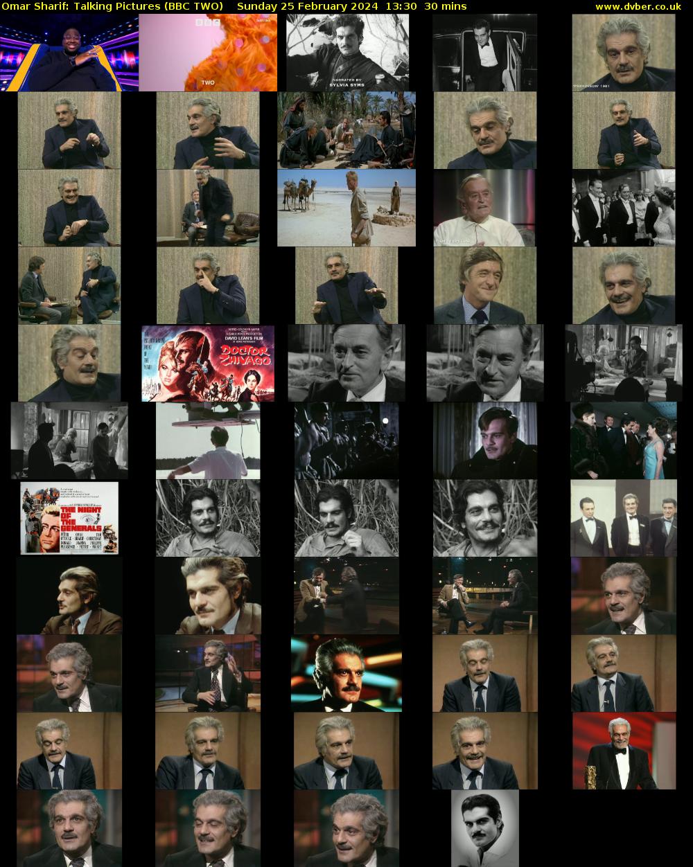 Omar Sharif: Talking Pictures (BBC TWO) Sunday 25 February 2024 13:30 - 14:00