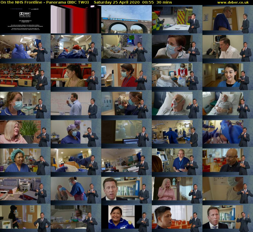 On the NHS Frontline - Panorama (BBC TWO) Saturday 25 April 2020 00:55 - 01:25