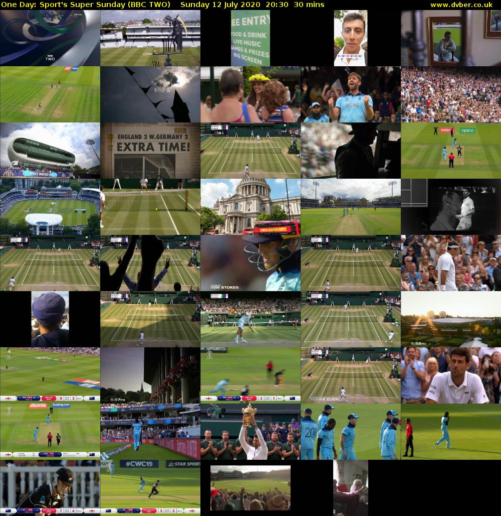 One Day: Sport's Super Sunday (BBC TWO) Sunday 12 July 2020 20:30 - 21:00