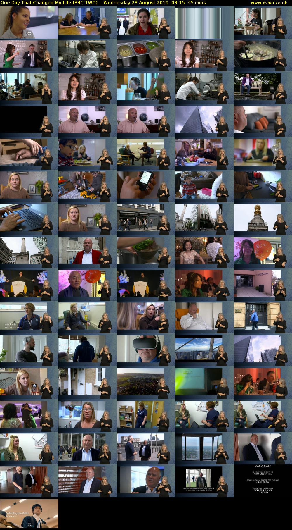 One Day That Changed My Life (BBC TWO) Wednesday 28 August 2019 03:15 - 04:00