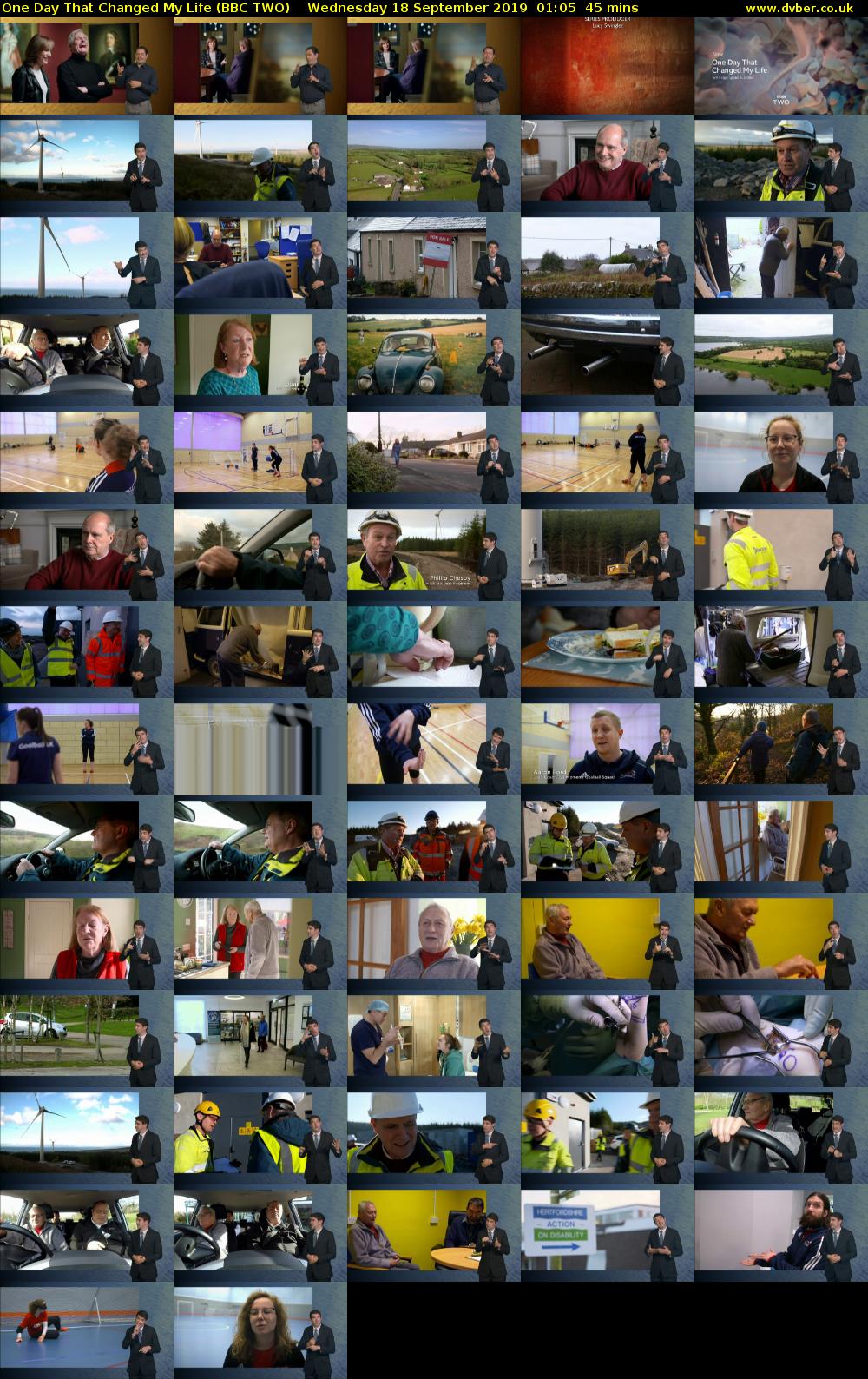 One Day That Changed My Life (BBC TWO) Wednesday 18 September 2019 01:05 - 01:50