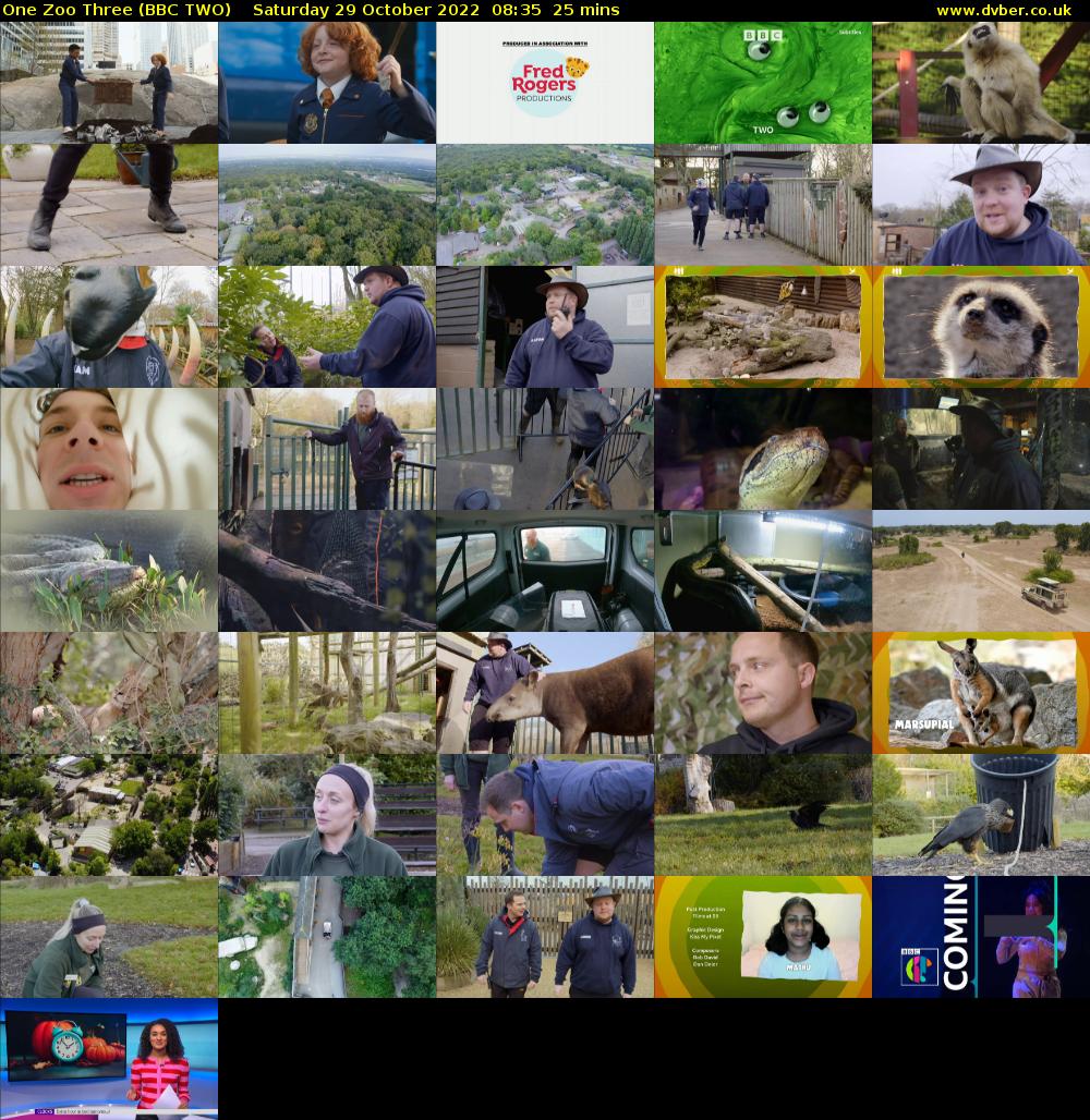 One Zoo Three (BBC TWO) Saturday 29 October 2022 08:35 - 09:00