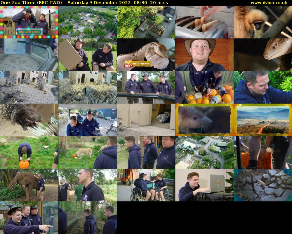 One Zoo Three (BBC TWO) Saturday 3 December 2022 08:30 - 08:50