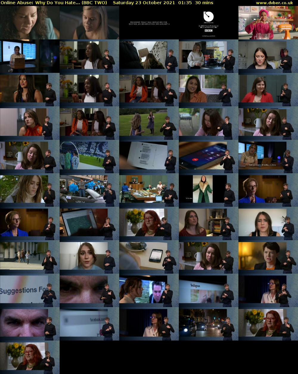 Online Abuse: Why Do You Hate... (BBC TWO) Saturday 23 October 2021 01:35 - 02:05