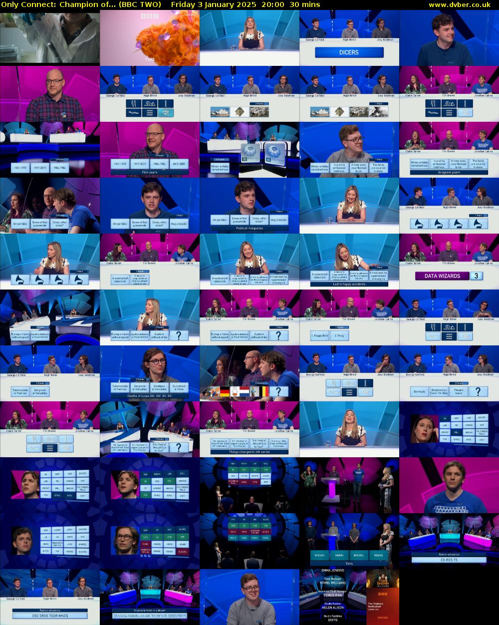 Only Connect: Champion of... (BBC TWO) Friday 3 January 2025 20:00 - 20:30