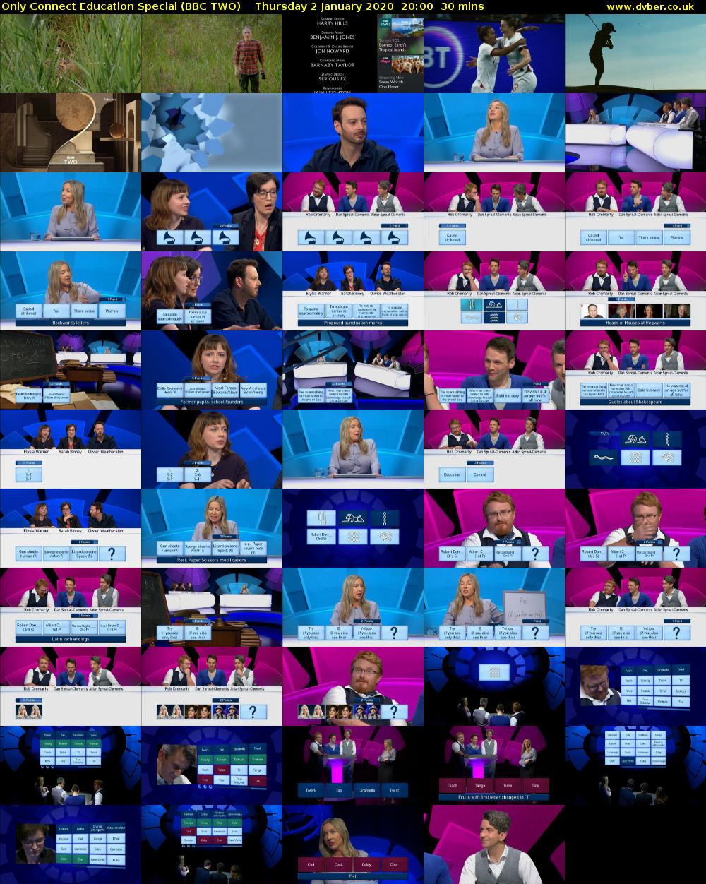 Only Connect Education Special (BBC TWO) Thursday 2 January 2020 20:00 - 20:30
