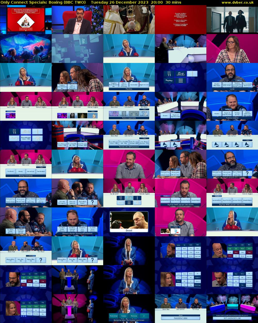 Only Connect Specials: Boxing (BBC TWO) Tuesday 26 December 2023 20:00 - 20:30