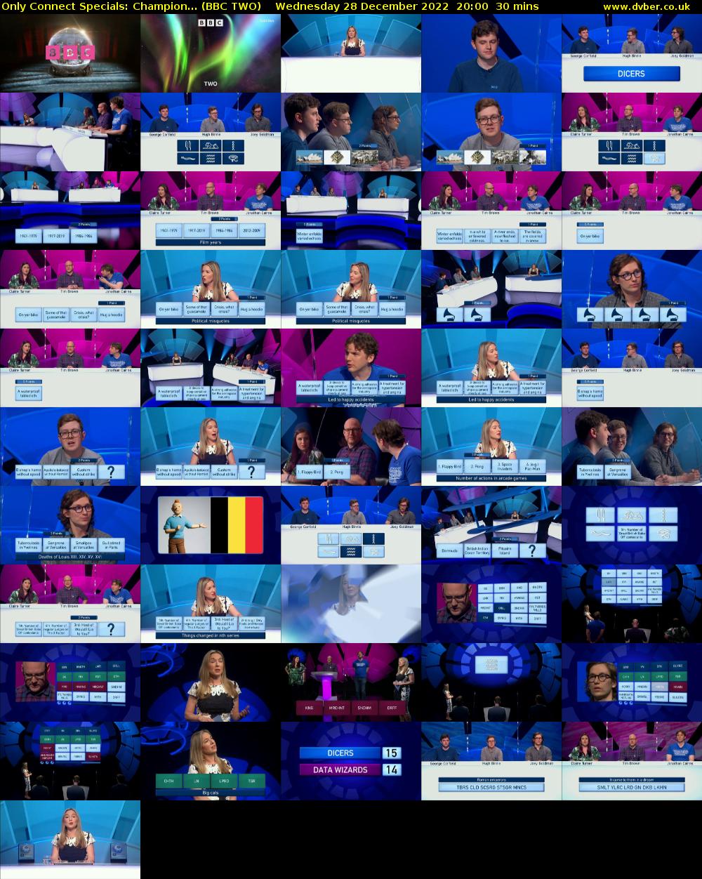 Only Connect Specials: Champion... (BBC TWO) Wednesday 28 December 2022 20:00 - 20:30