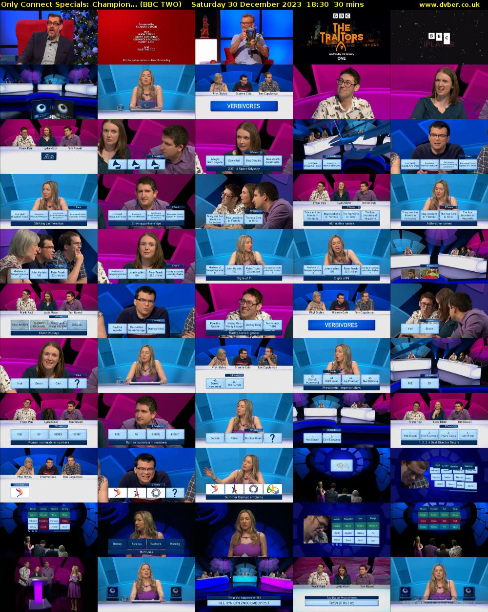 Only Connect Specials: Champion... (BBC TWO) Saturday 30 December 2023 18:30 - 19:00