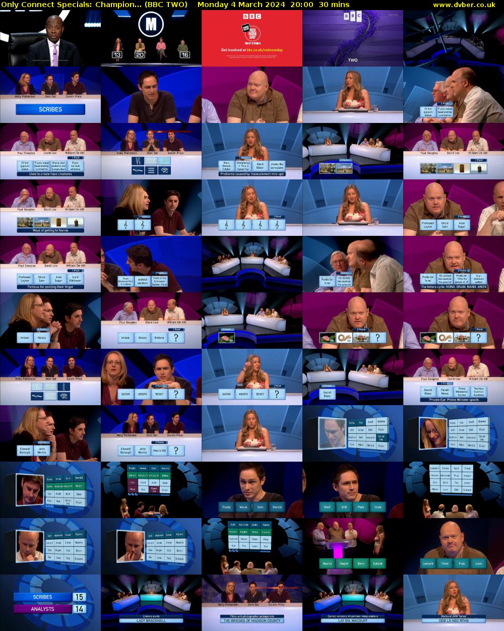 Only Connect Specials: Champion... (BBC TWO) Monday 4 March 2024 20:00 - 20:30