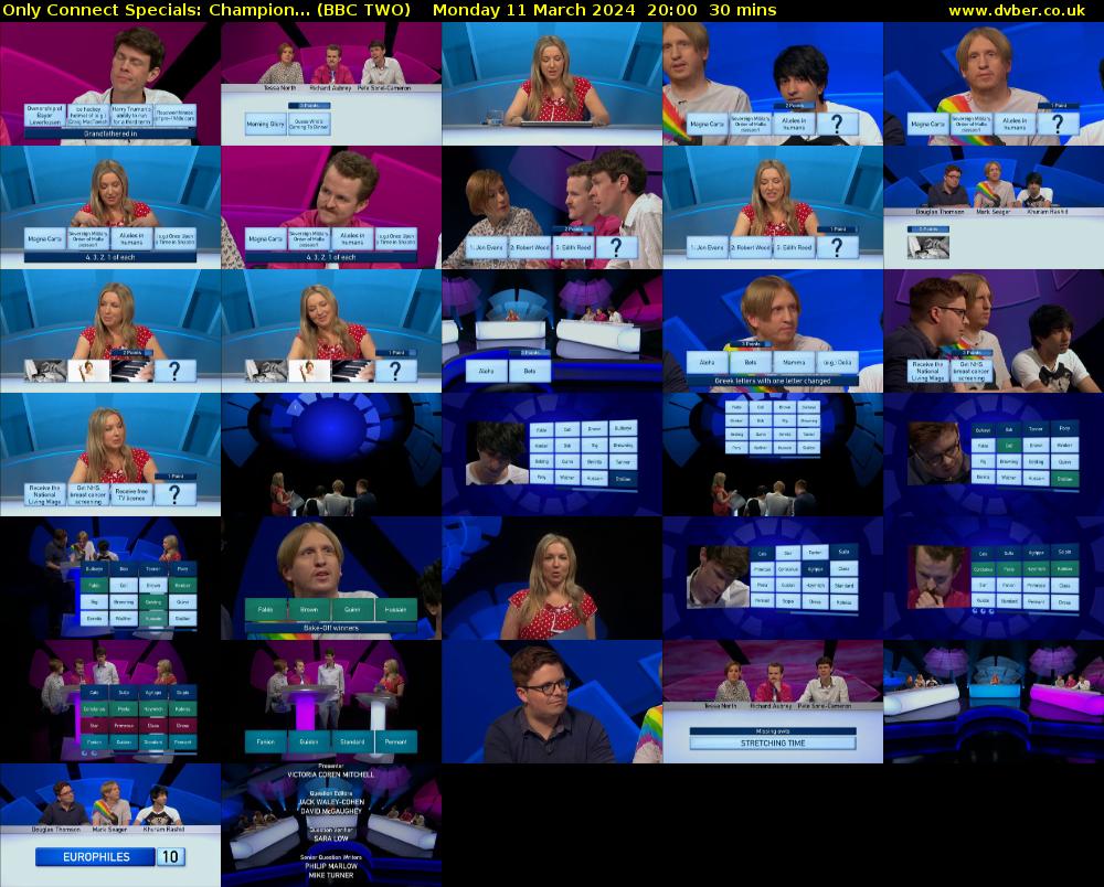 Only Connect Specials: Champion... (BBC TWO) Monday 11 March 2024 20:00 - 20:30