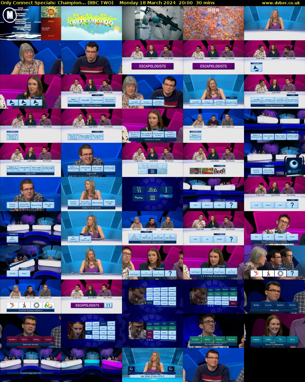 Only Connect Specials: Champion... (BBC TWO) Monday 18 March 2024 20:00 - 20:30