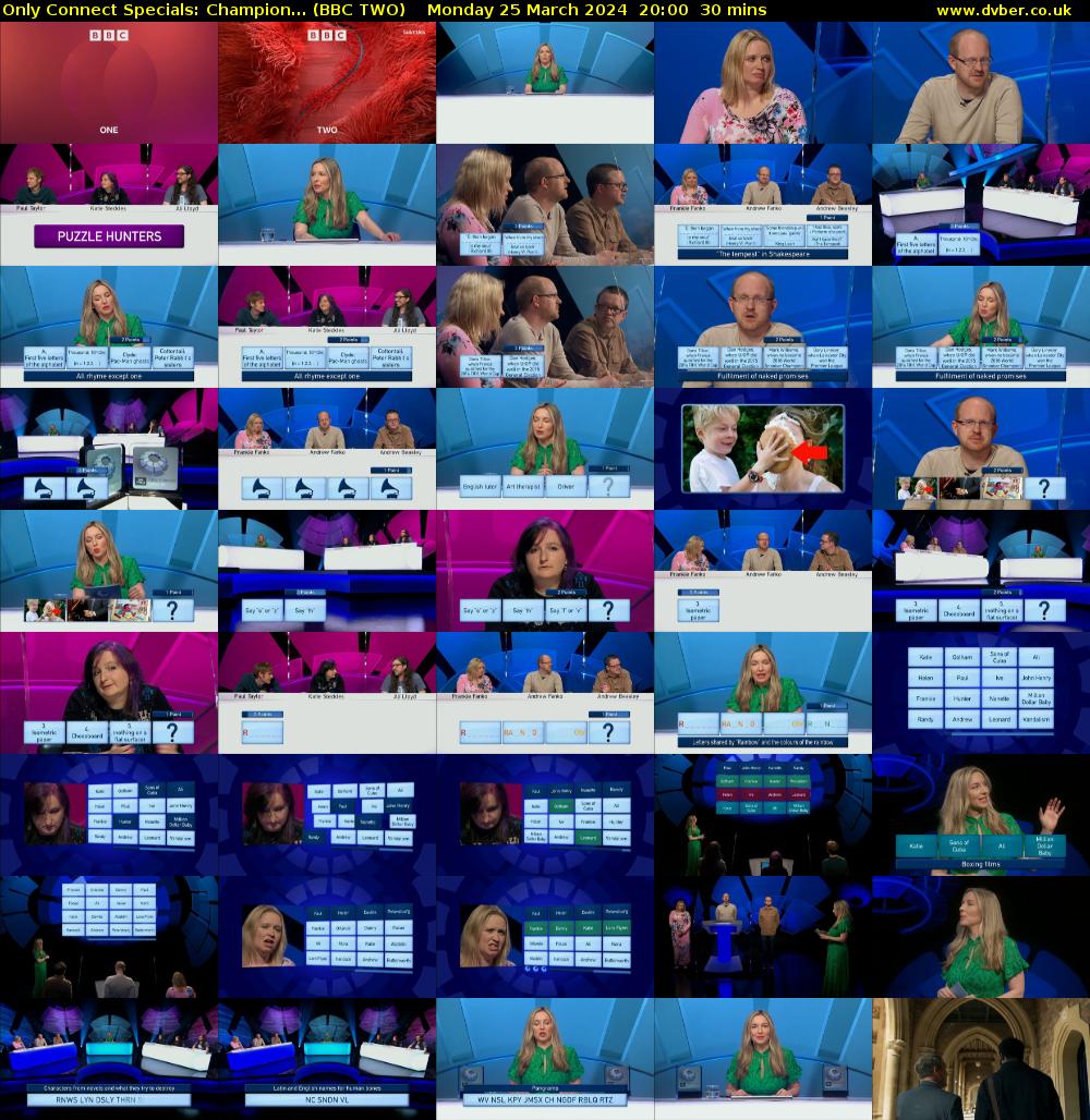 Only Connect Specials: Champion... (BBC TWO) Monday 25 March 2024 20:00 - 20:30