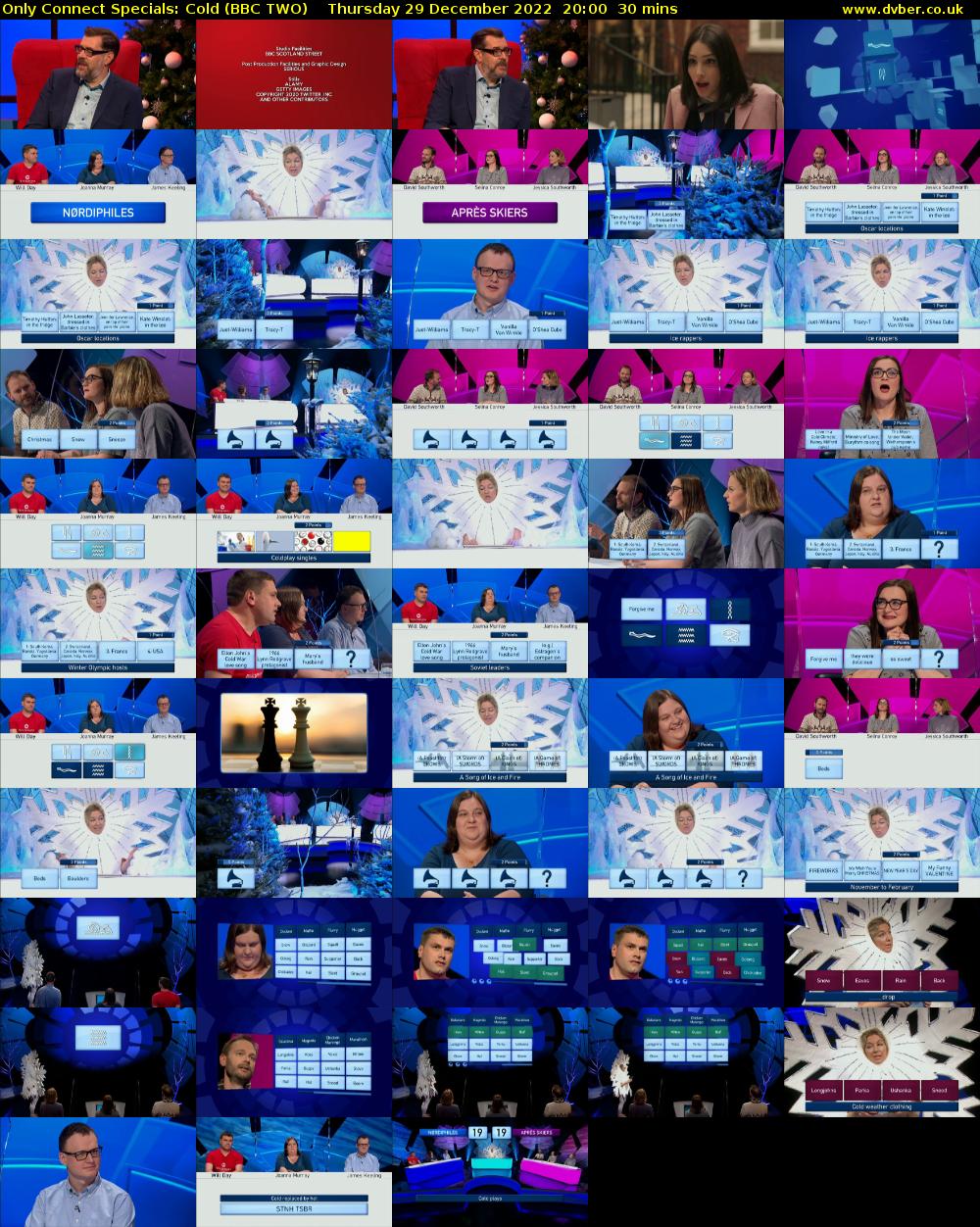 Only Connect Specials: Cold (BBC TWO) Thursday 29 December 2022 20:00 - 20:30