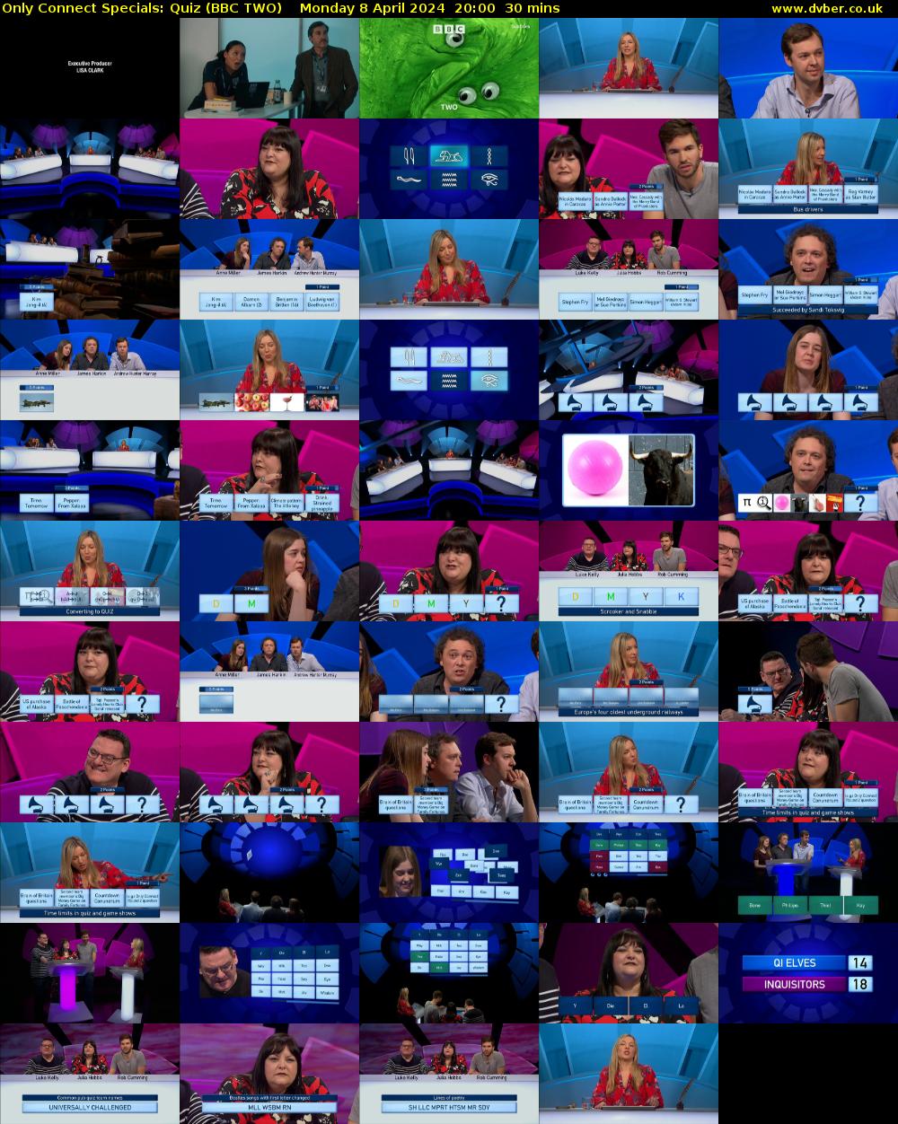 Only Connect Specials: Quiz (BBC TWO) Monday 8 April 2024 20:00 - 20:30