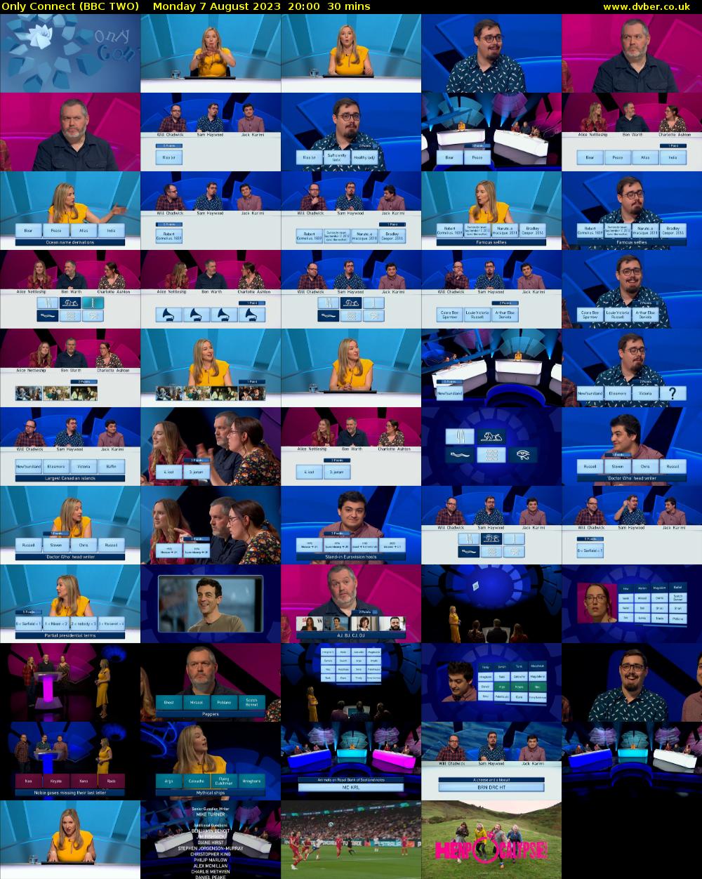 Only Connect (BBC TWO) Monday 7 August 2023 20:00 - 20:30