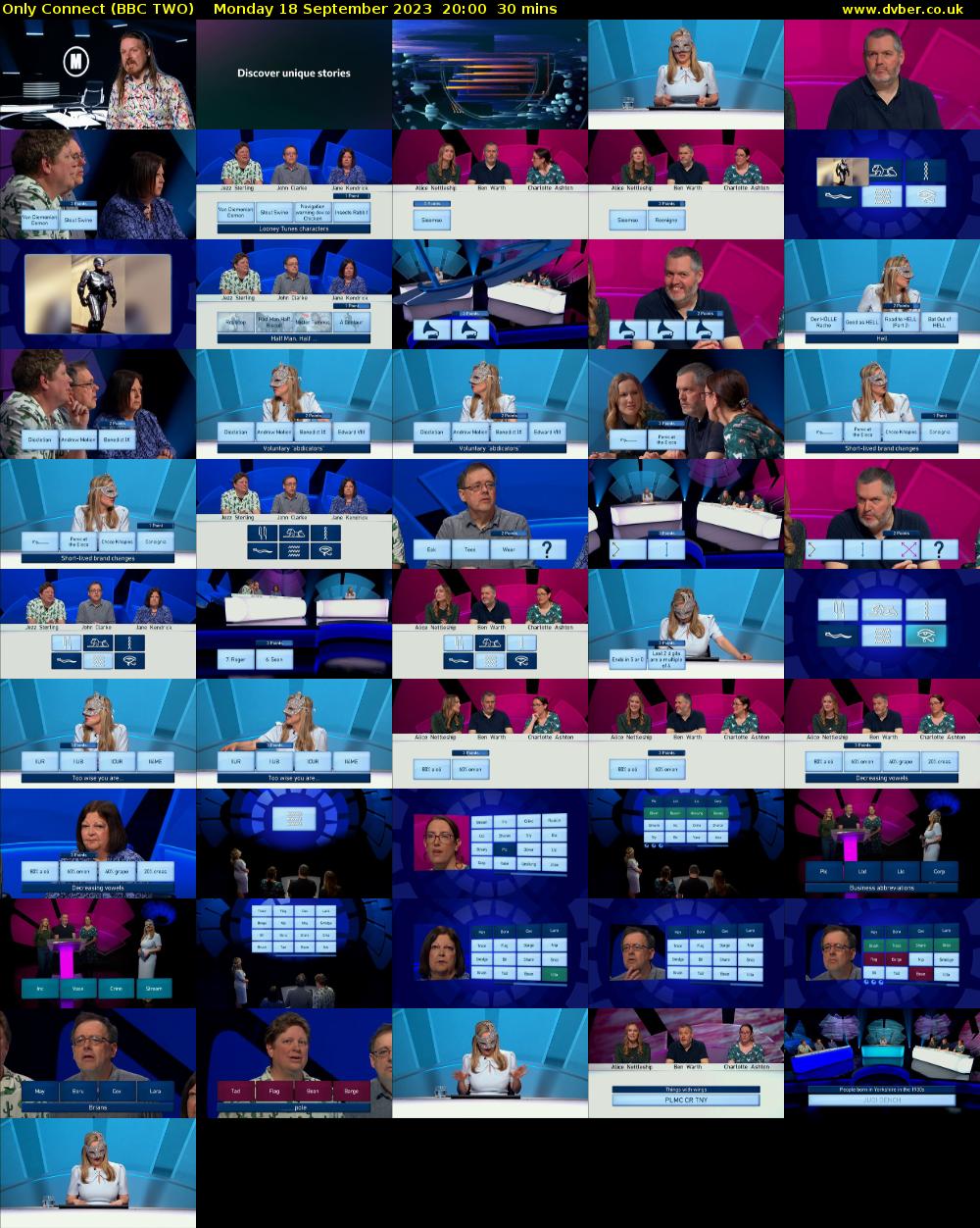 Only Connect (BBC TWO) Monday 18 September 2023 20:00 - 20:30