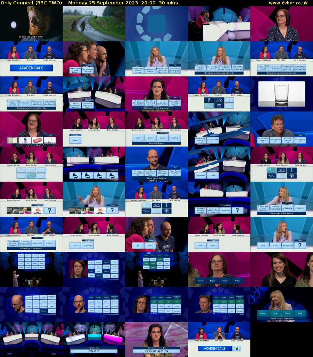 Only Connect (BBC TWO) Monday 25 September 2023 20:00 - 20:30