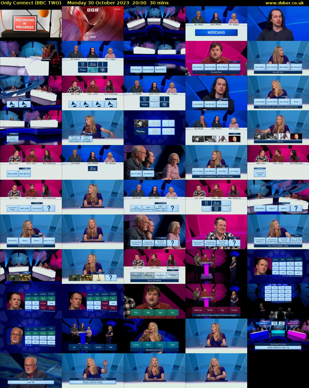 Only Connect (BBC TWO) Monday 30 October 2023 20:00 - 20:30