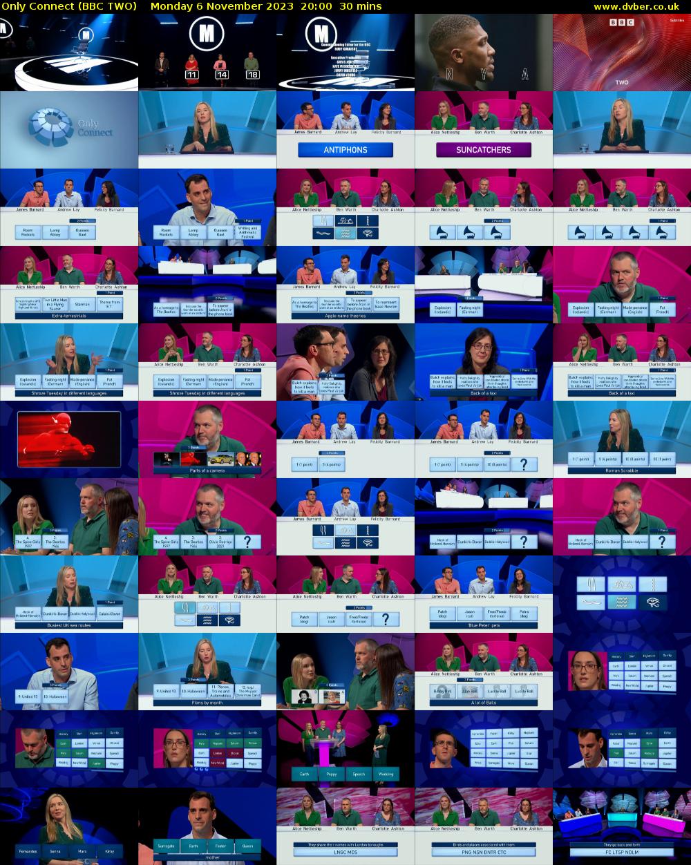 Only Connect (BBC TWO) Monday 6 November 2023 20:00 - 20:30