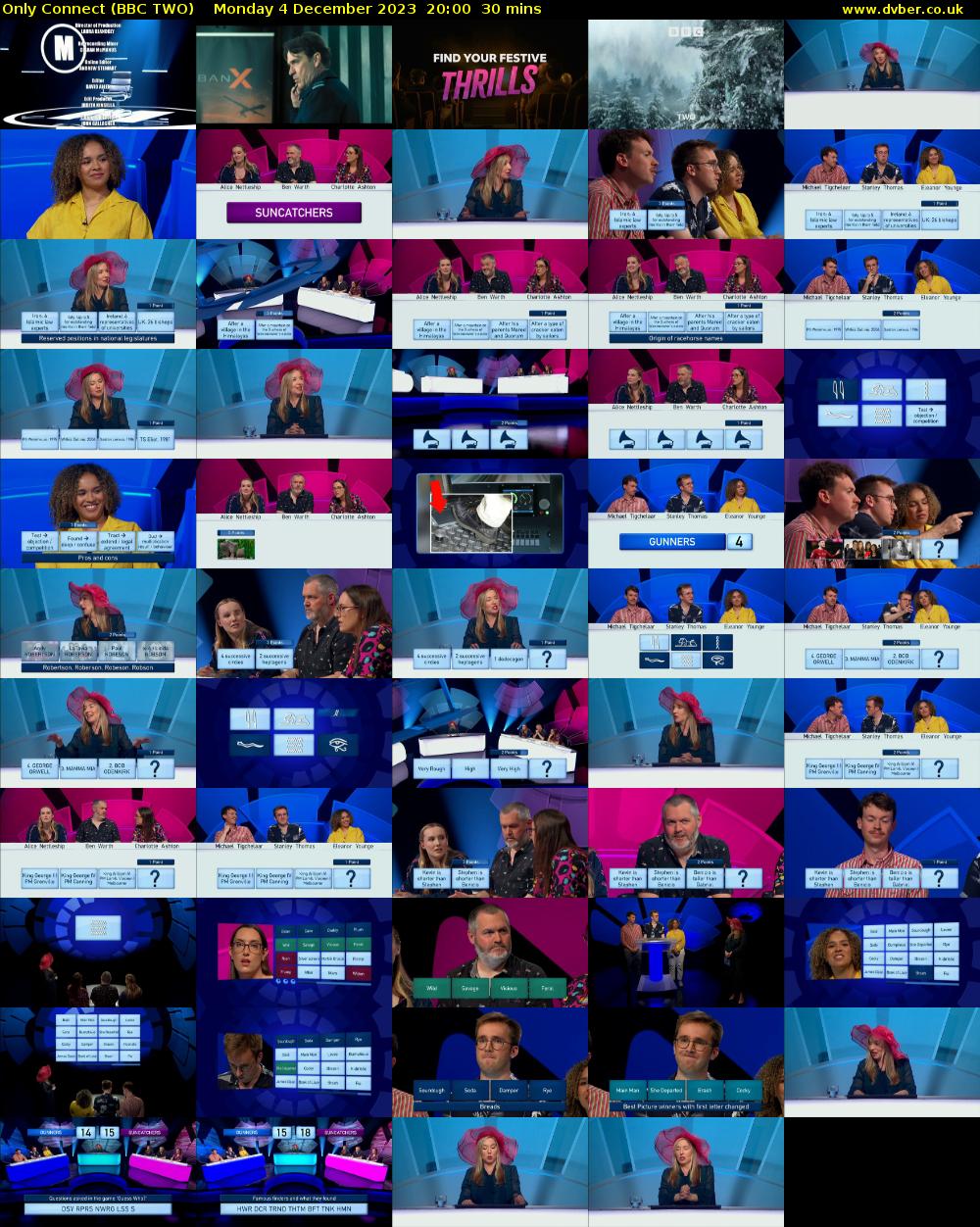 Only Connect (BBC TWO) Monday 4 December 2023 20:00 - 20:30