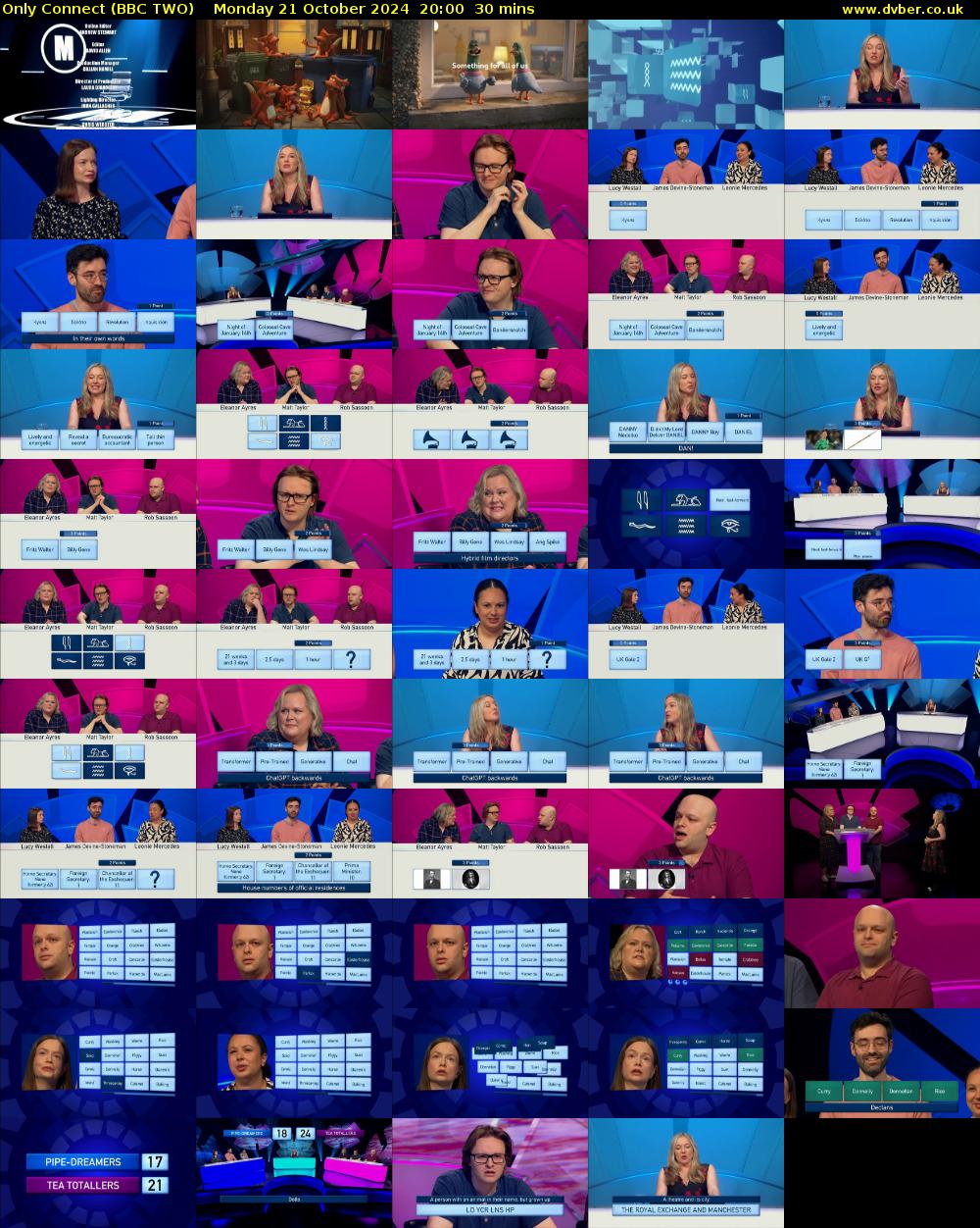 Only Connect (BBC TWO) Monday 21 October 2024 20:00 - 20:30