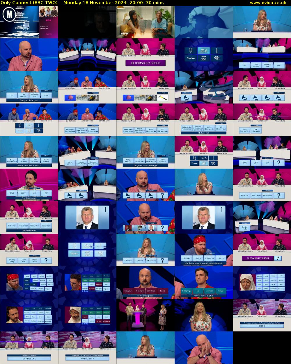 Only Connect (BBC TWO) Monday 18 November 2024 20:00 - 20:30