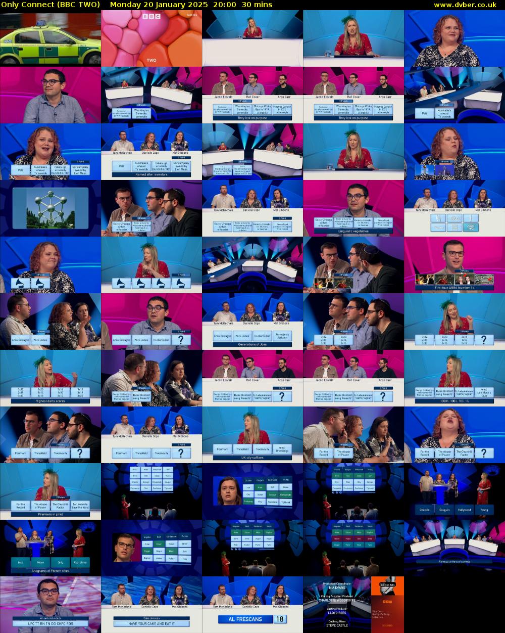 Only Connect (BBC TWO) Monday 20 January 2025 20:00 - 20:30
