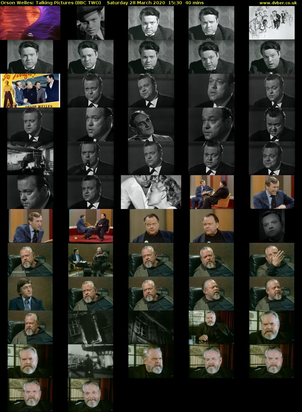 Orson Welles: Talking Pictures (BBC TWO) Saturday 28 March 2020 15:30 - 16:10