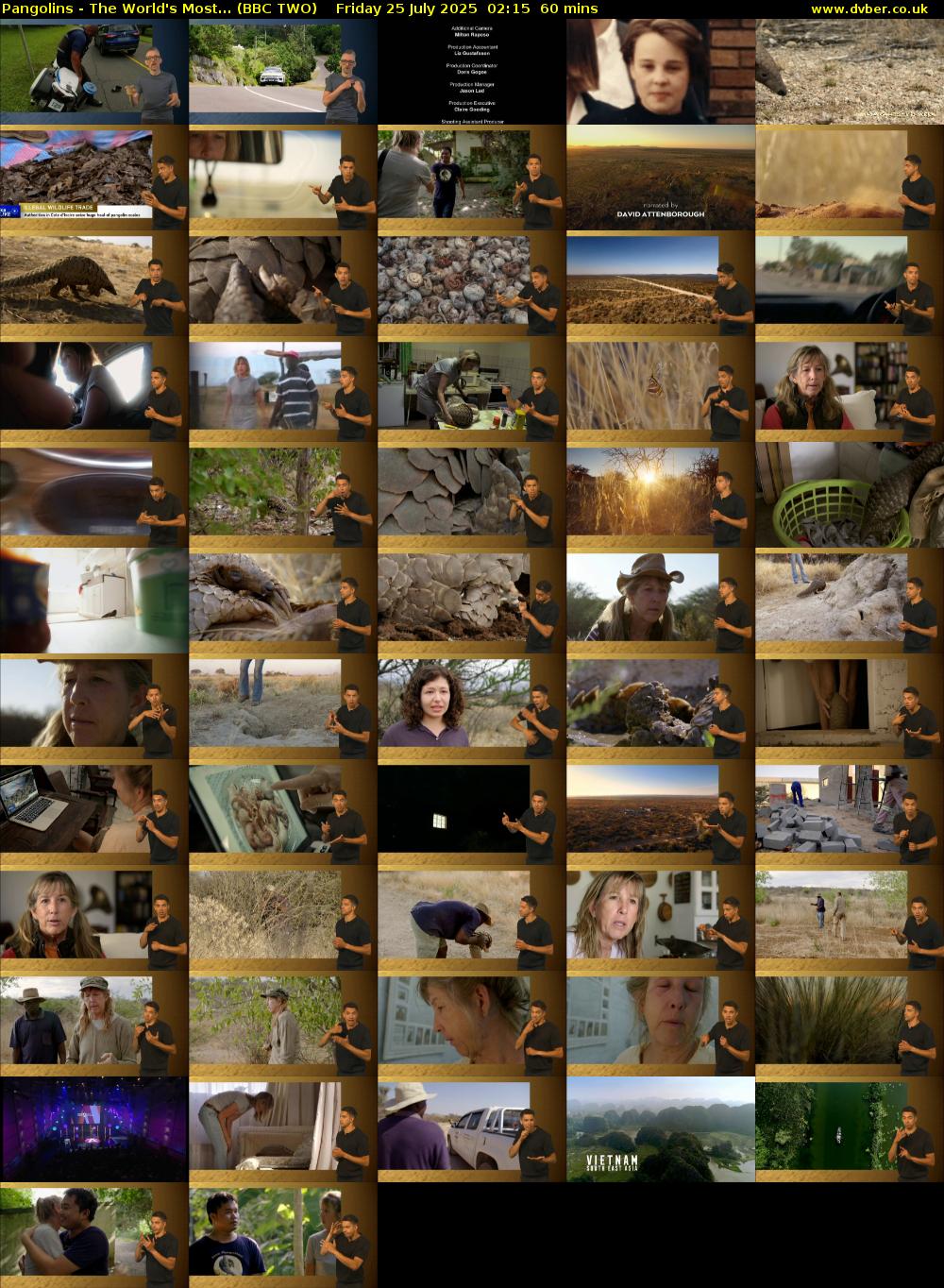 Pangolins - The World's Most... (BBC TWO) Friday 25 July 2025 02:15 - 03:15