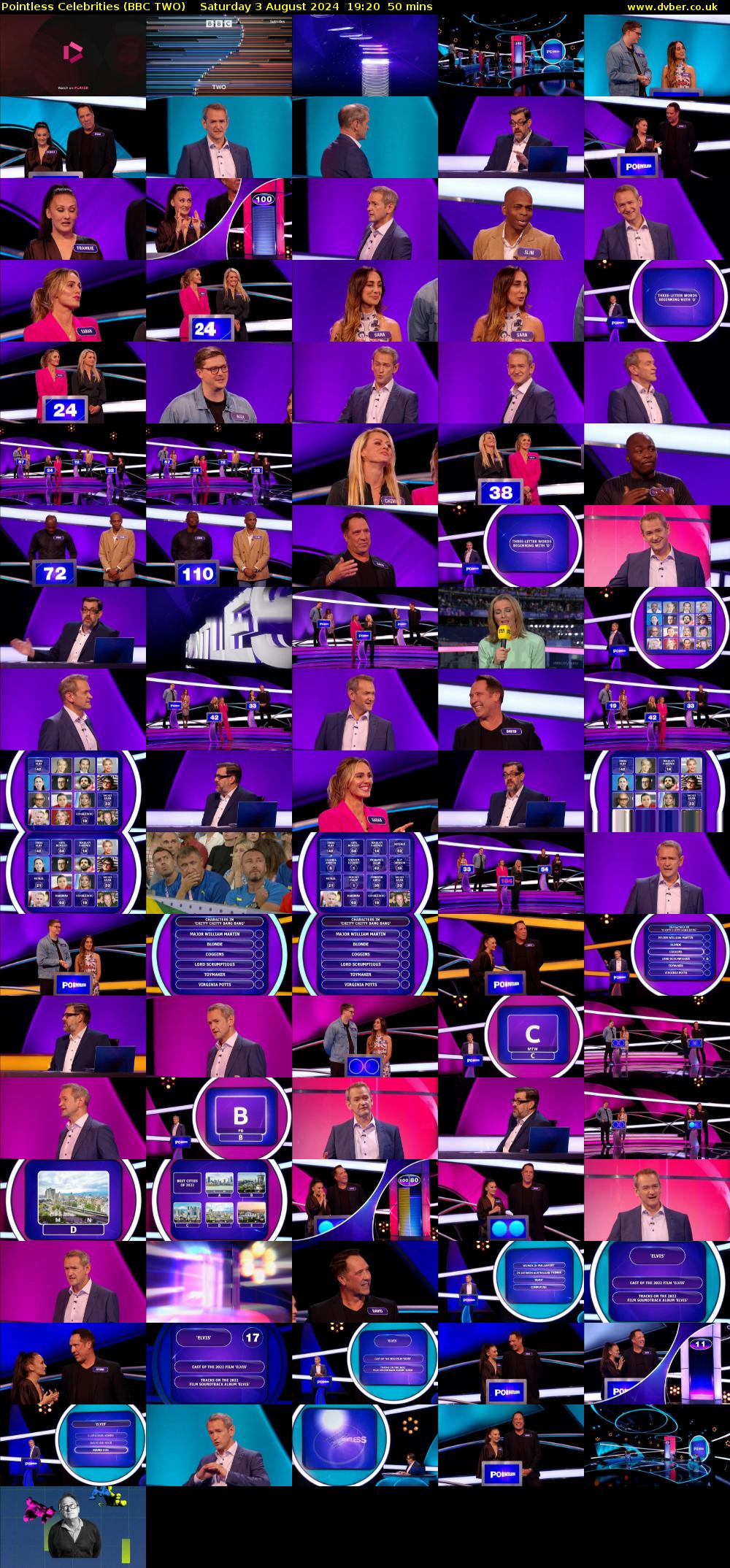 Pointless Celebrities (BBC TWO) Saturday 3 August 2024 19:20 - 20:10