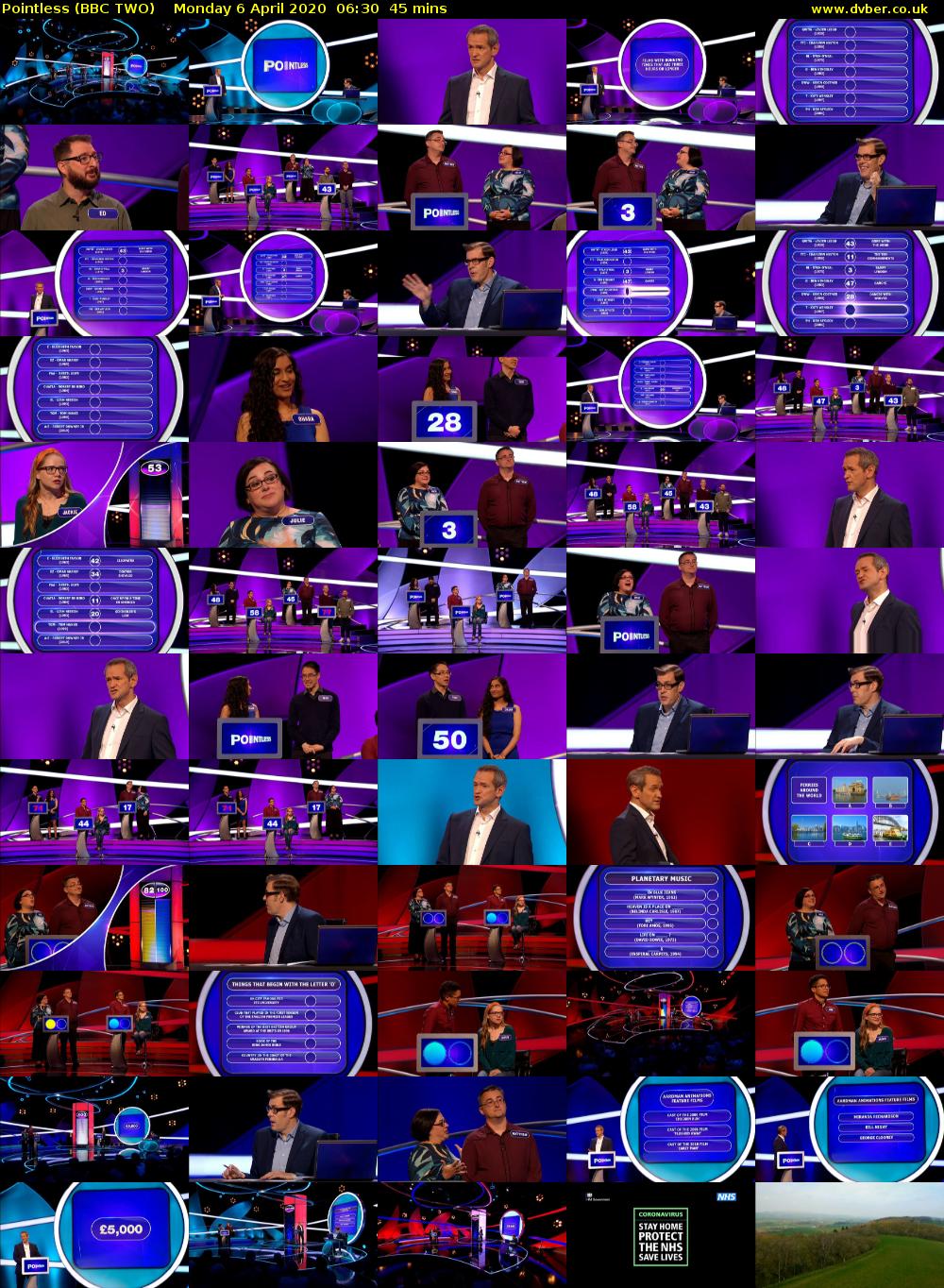 Pointless (BBC TWO) Monday 6 April 2020 06:30 - 07:15