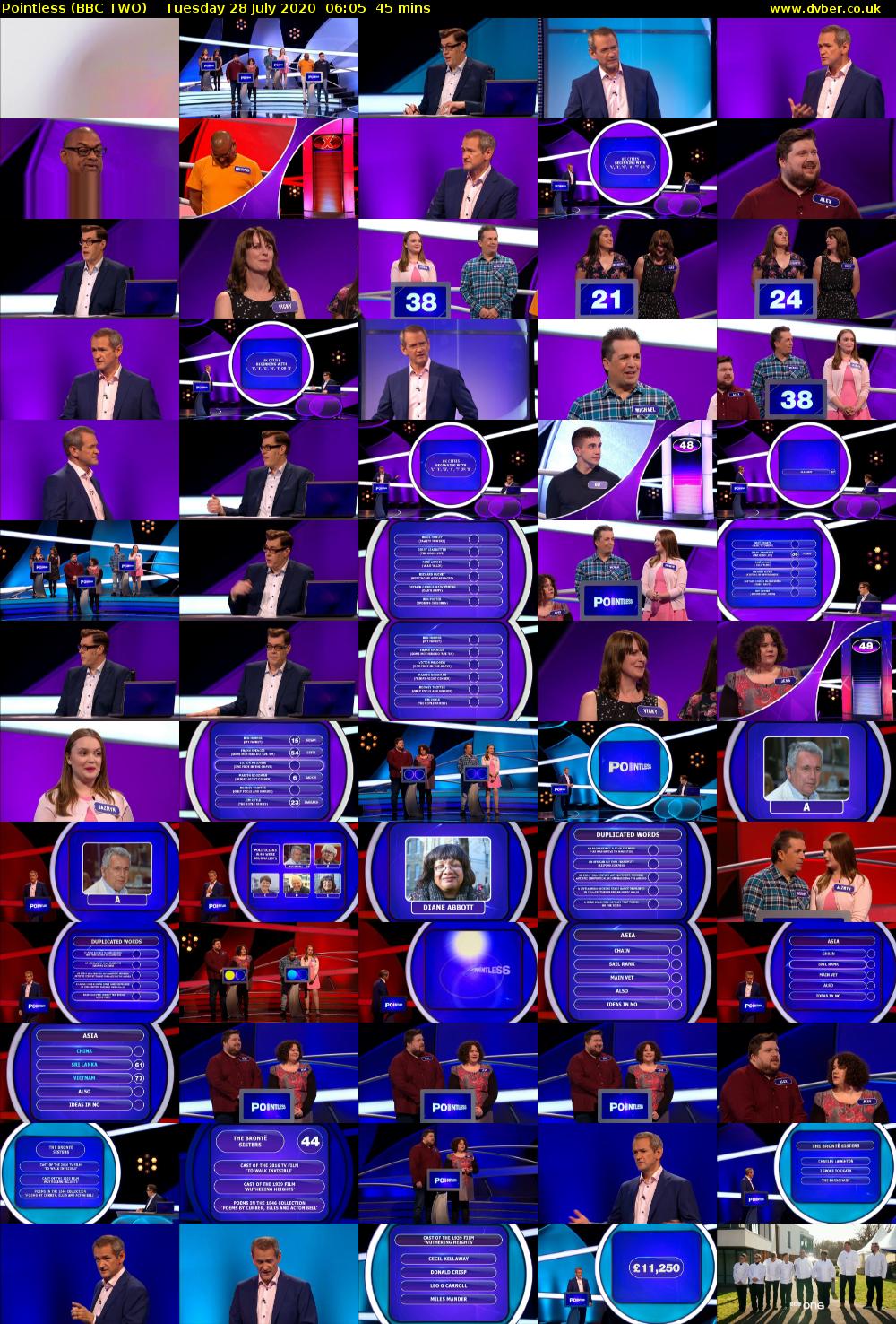 Pointless (BBC TWO) Tuesday 28 July 2020 06:05 - 06:50
