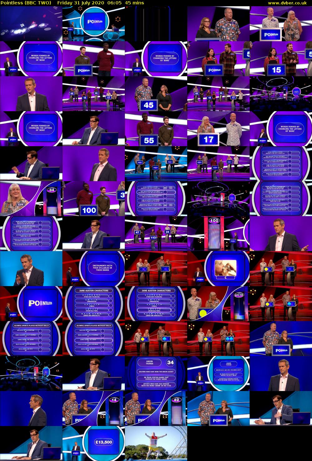 Pointless (BBC TWO) Friday 31 July 2020 06:05 - 06:50