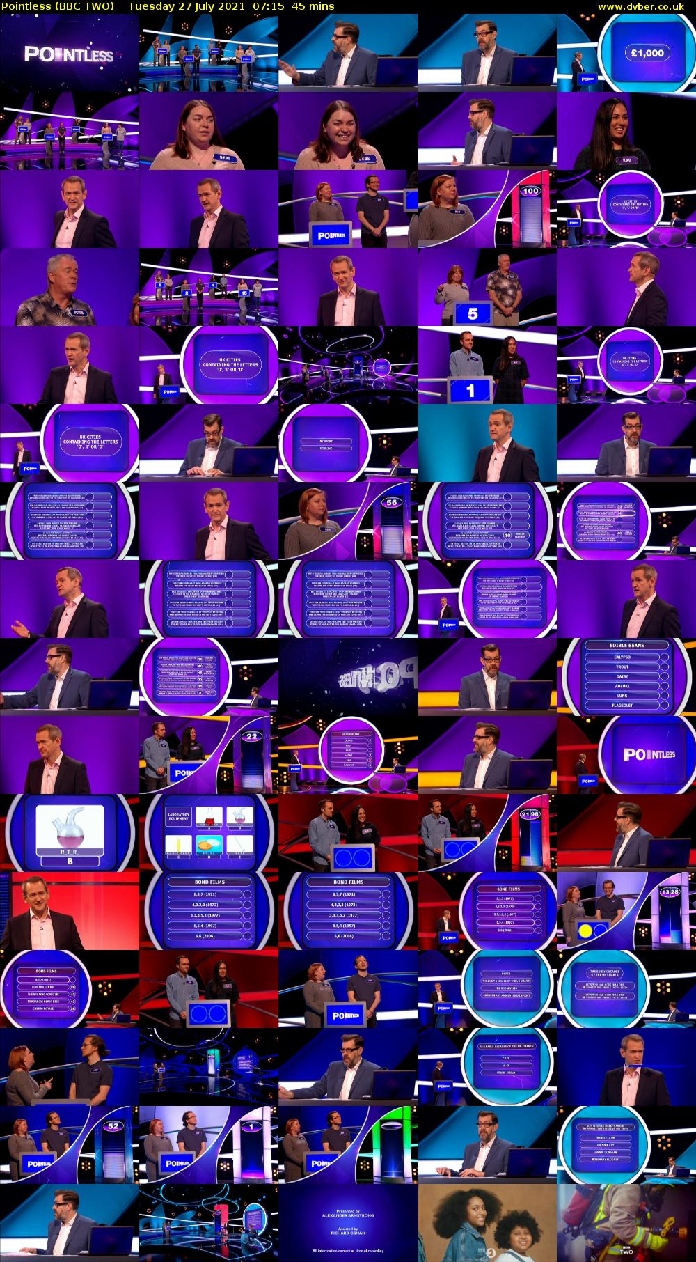 Pointless (BBC TWO) Tuesday 27 July 2021 07:15 - 08:00