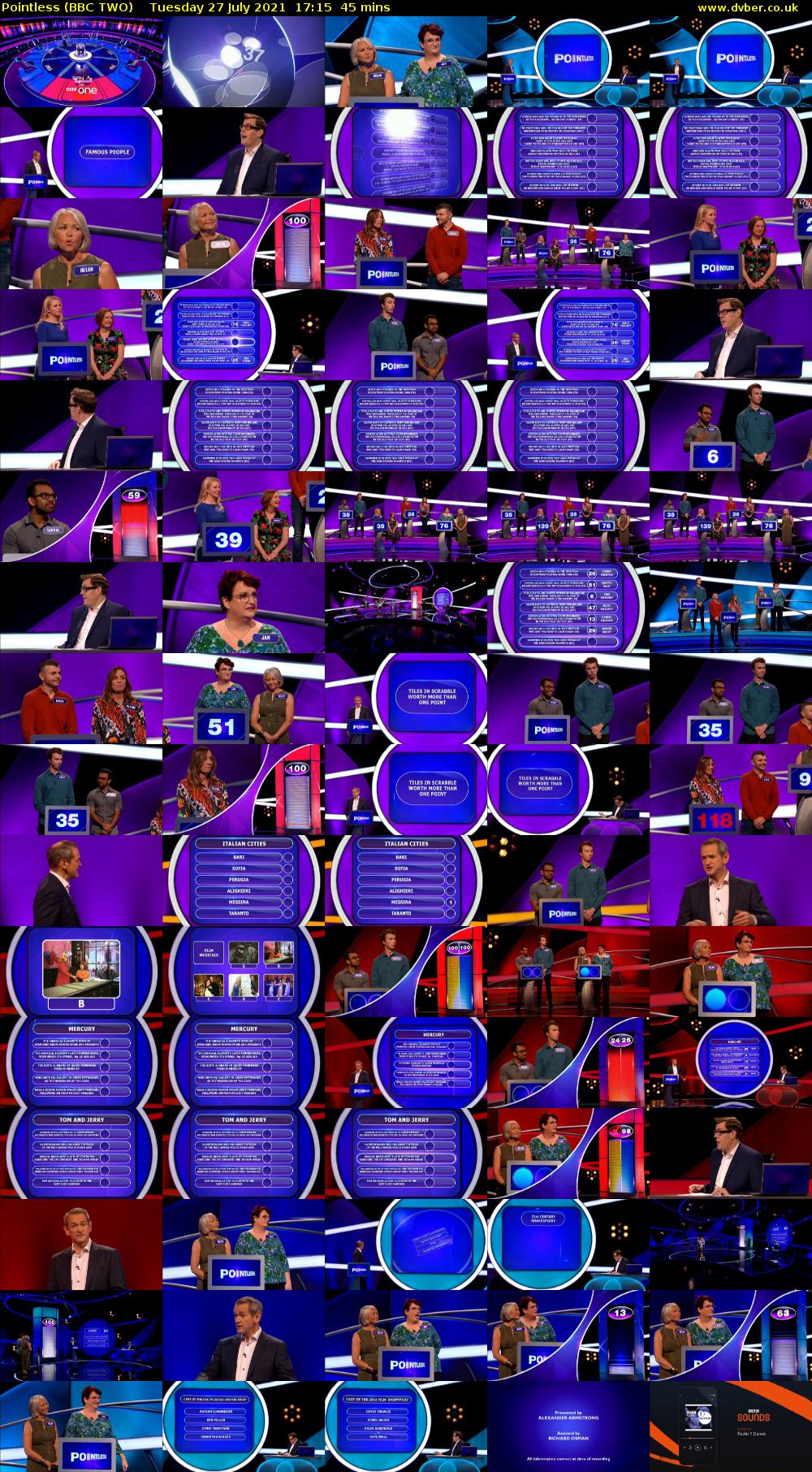 Pointless (BBC TWO) Tuesday 27 July 2021 17:15 - 18:00