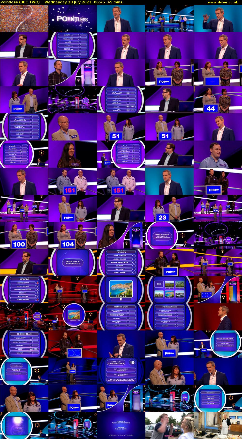 Pointless (BBC TWO) Wednesday 28 July 2021 06:45 - 07:30